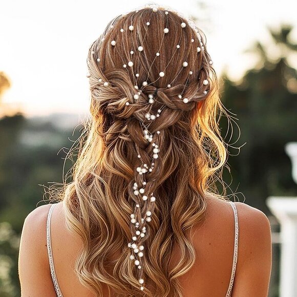 Pearl Bridal Headband Gold Tassel Hair Accessory for Weddings and Events main image 6